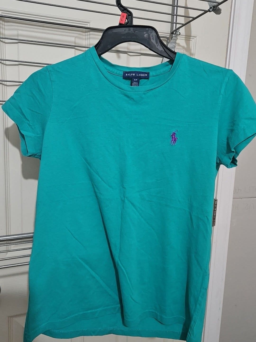 Ralph Lauren Teal Crewneck Tee with Purple Polo Logo